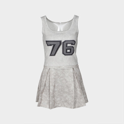 CoOrd Set | Sunken Stripe Crop Vest Top Pleated Mini Skirt | noémi