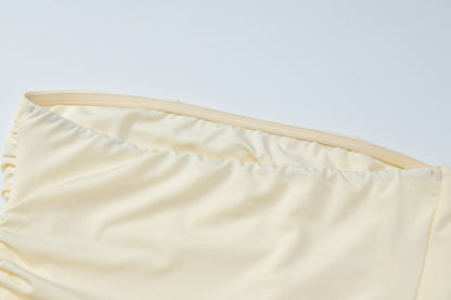 Womens Off Shoulder Pleated Tube Dress with Side Slit | noémi