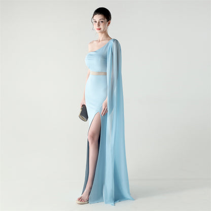 One Shoulder Satin Cocktail Dress | Mesh Panel Bodycon | noémi