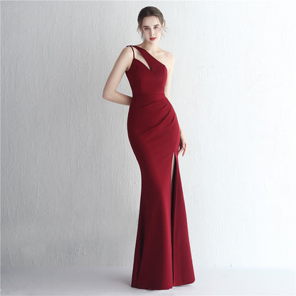 Satin One Shoulder Gown | Slim Fit Long Debutante Dress | noémi