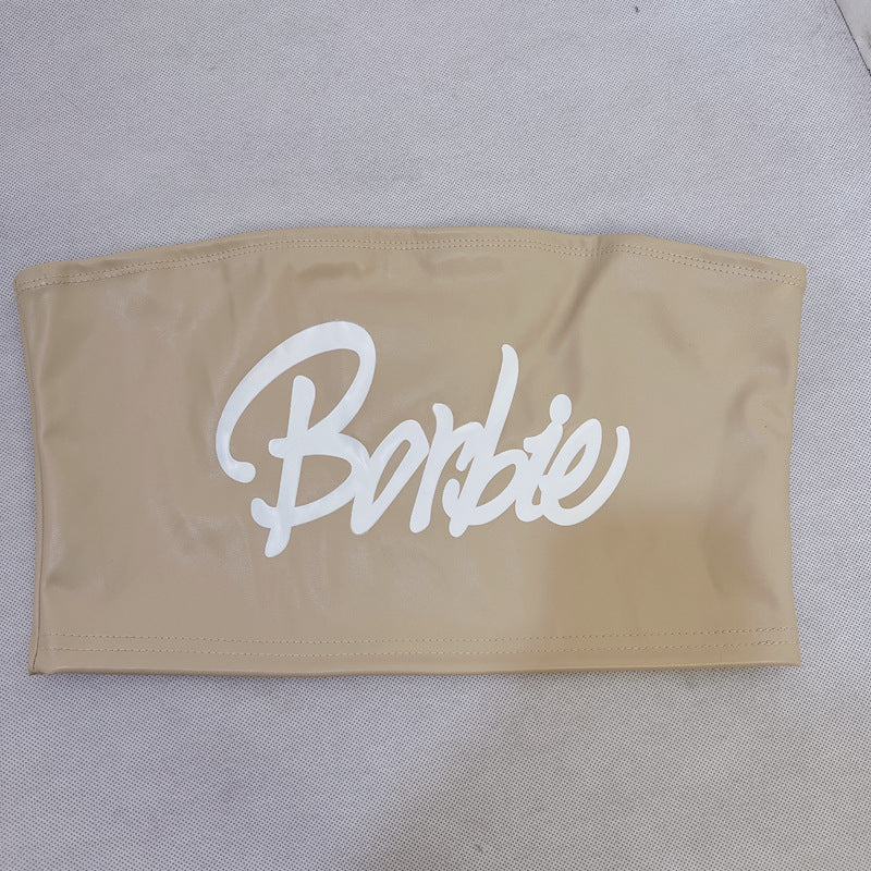 Womens Printed Faux Leather Bandeau Top | Off Shoulder Strapless Vest | noémi