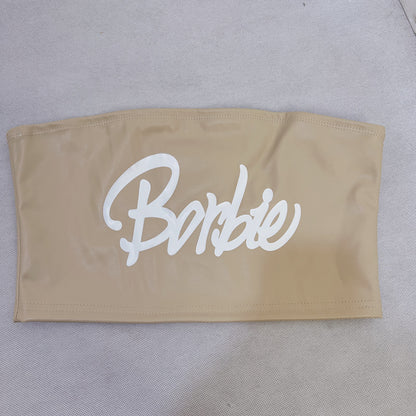 Womens Printed Faux Leather Bandeau Top | Off Shoulder Strapless Vest | noémi