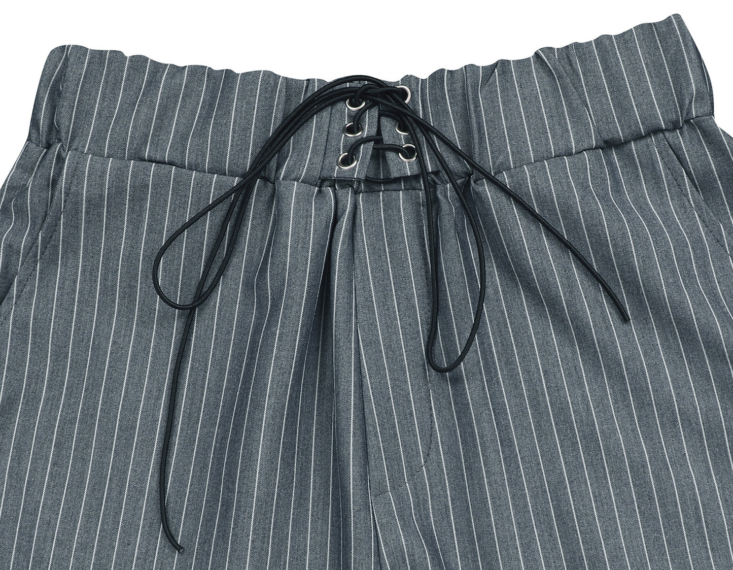 Womens Striped Lace Up Shirt & Shorts Set | Casual Long Sleeve Collared Top & High Waist Shorts | noémi