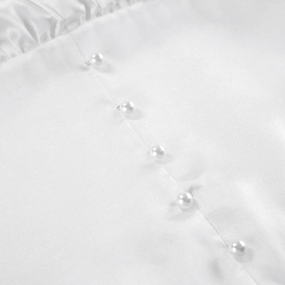 White Satin V Neck Pettidress | Lantern Sleeves | noémi