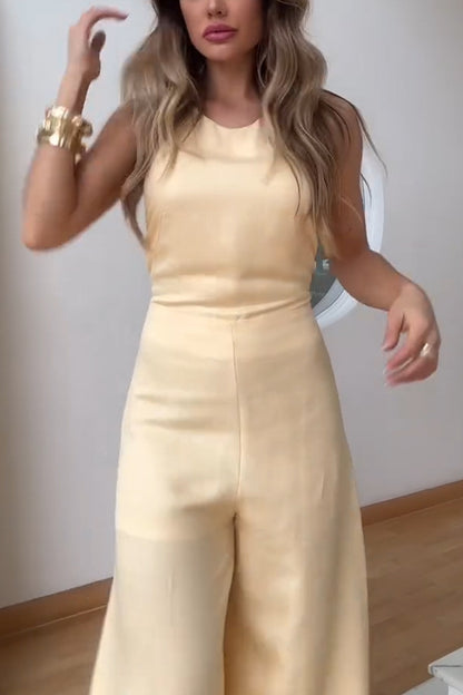Sleeveless Wide Leg Jumpsuit | Summer Casual, Backless Design | noémi