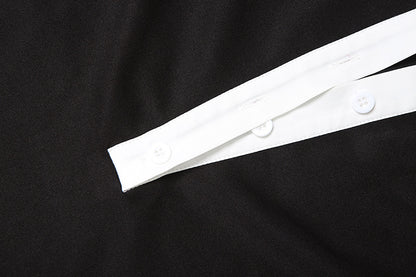 Womens Slim Fit Black Shirt Dress with Contrast Collar Cuffs | noémi