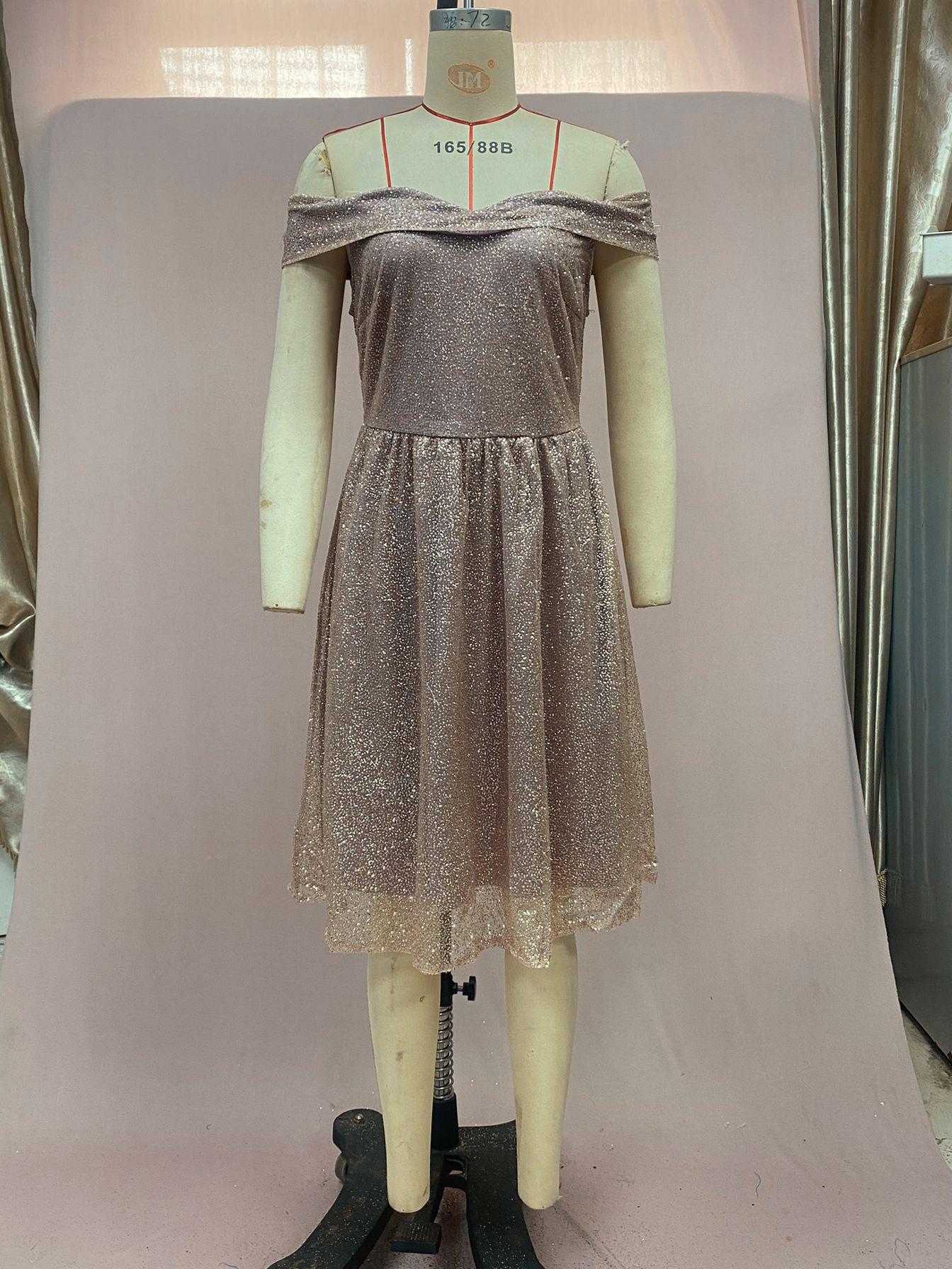 Rose Gold Off Shoulder Cocktail Dress | noémi