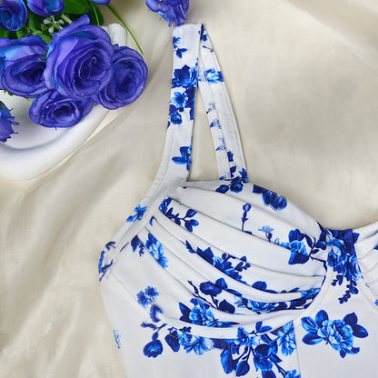 Floral Print Boning Corset Camisole | Slim Fit Vest Top | noémi