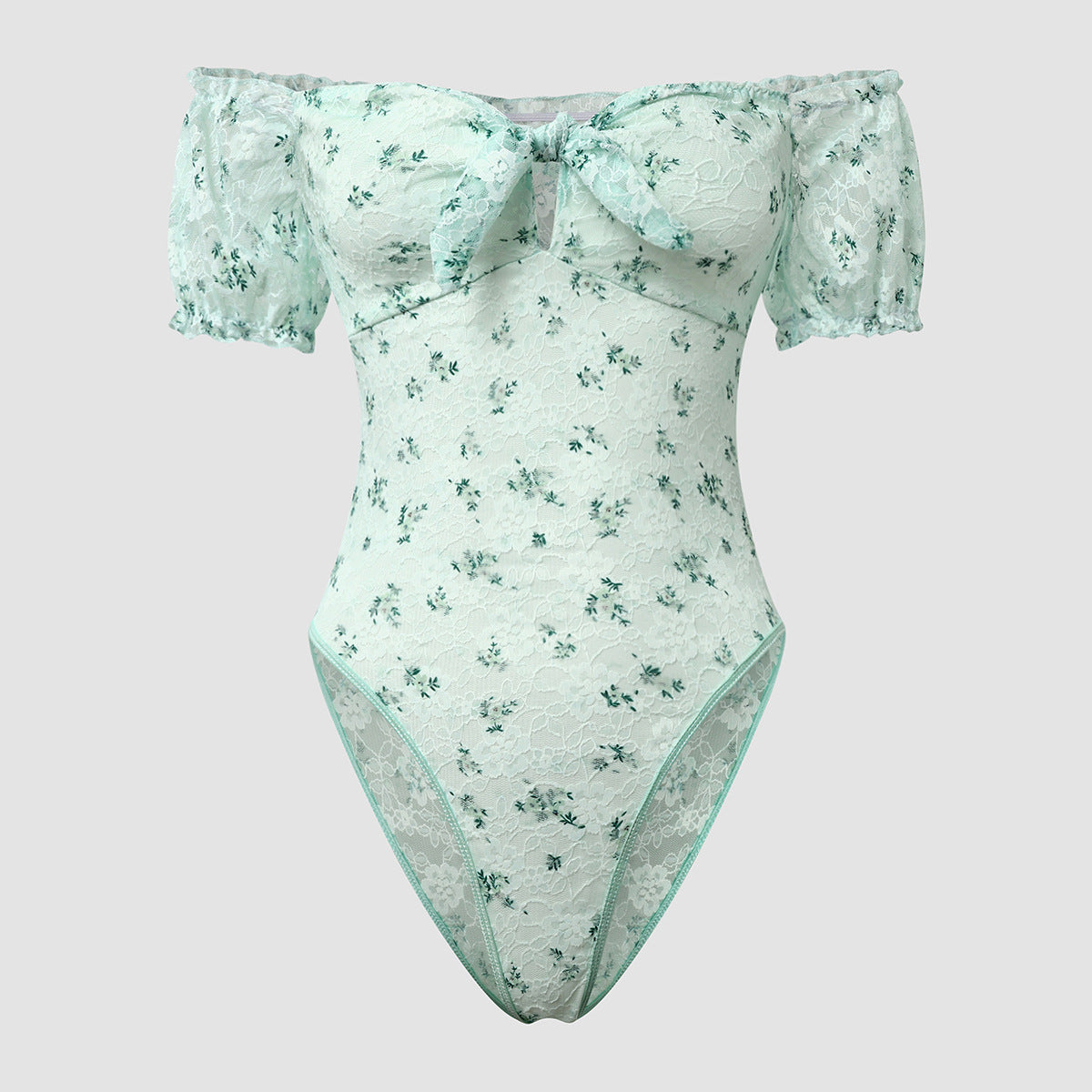 Floral Lace Puff Sleeve Tube Top Jumpsuit | Womens One Piece | noémi