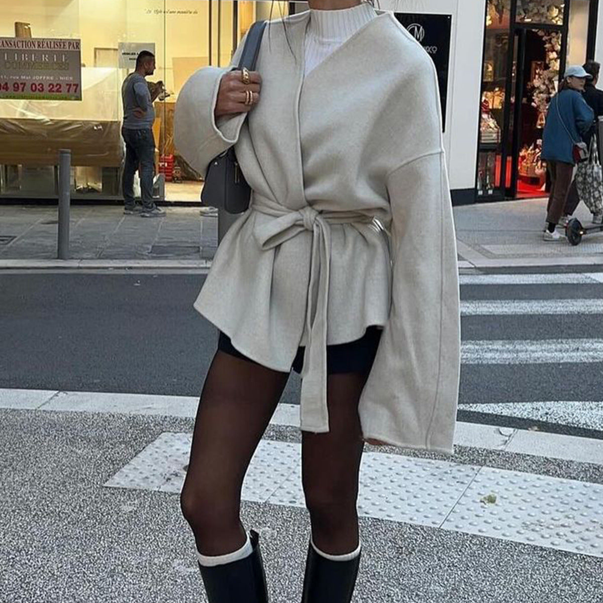 Belted Bell Sleeve Trench Coat | Wrap Jacket for Women | noémi