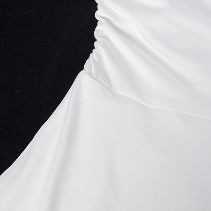 White Ruched Halter Mini Dress | Skirt, Stretch Fit | noémi