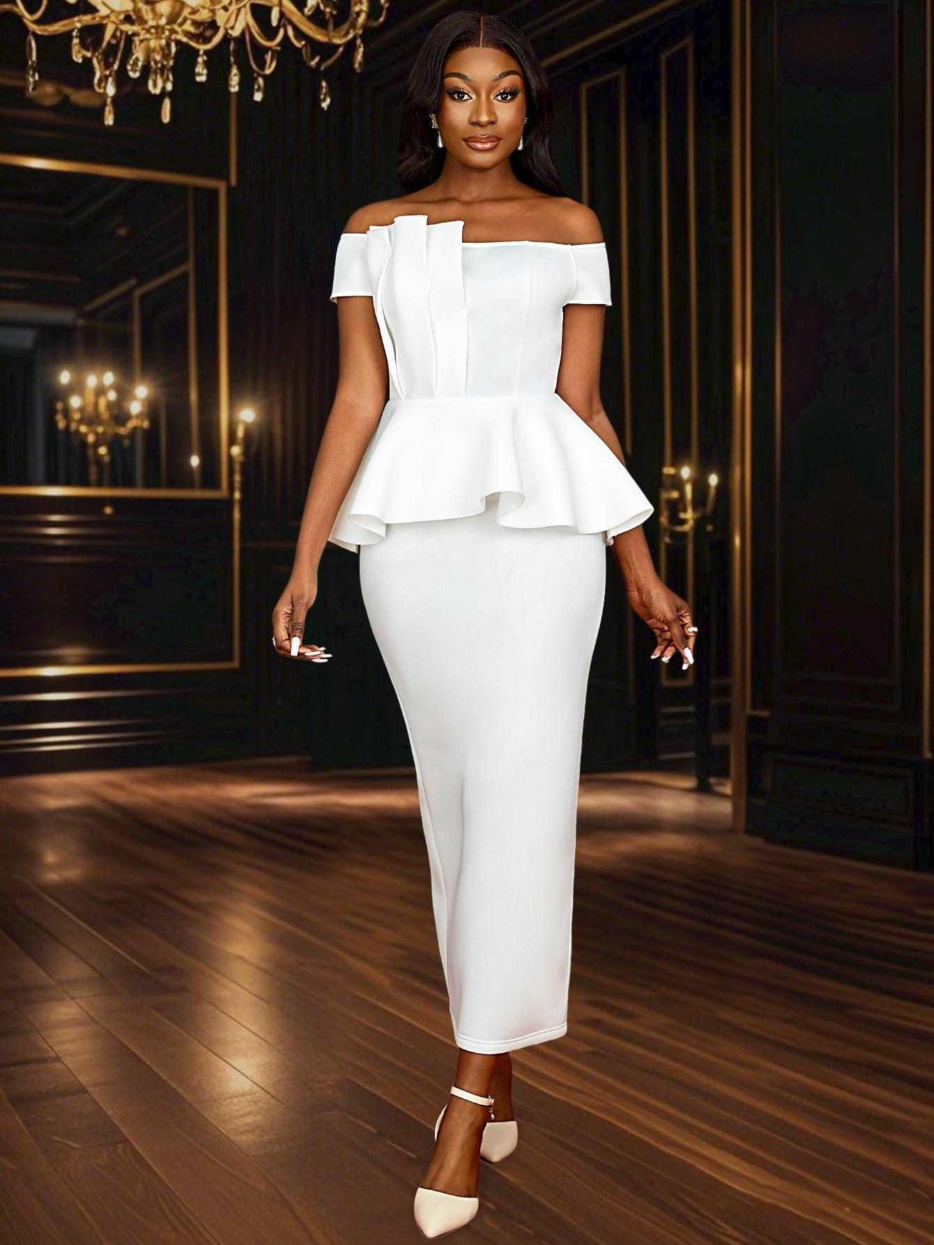 Pure White Tube Top Ruffled Dress | noémi