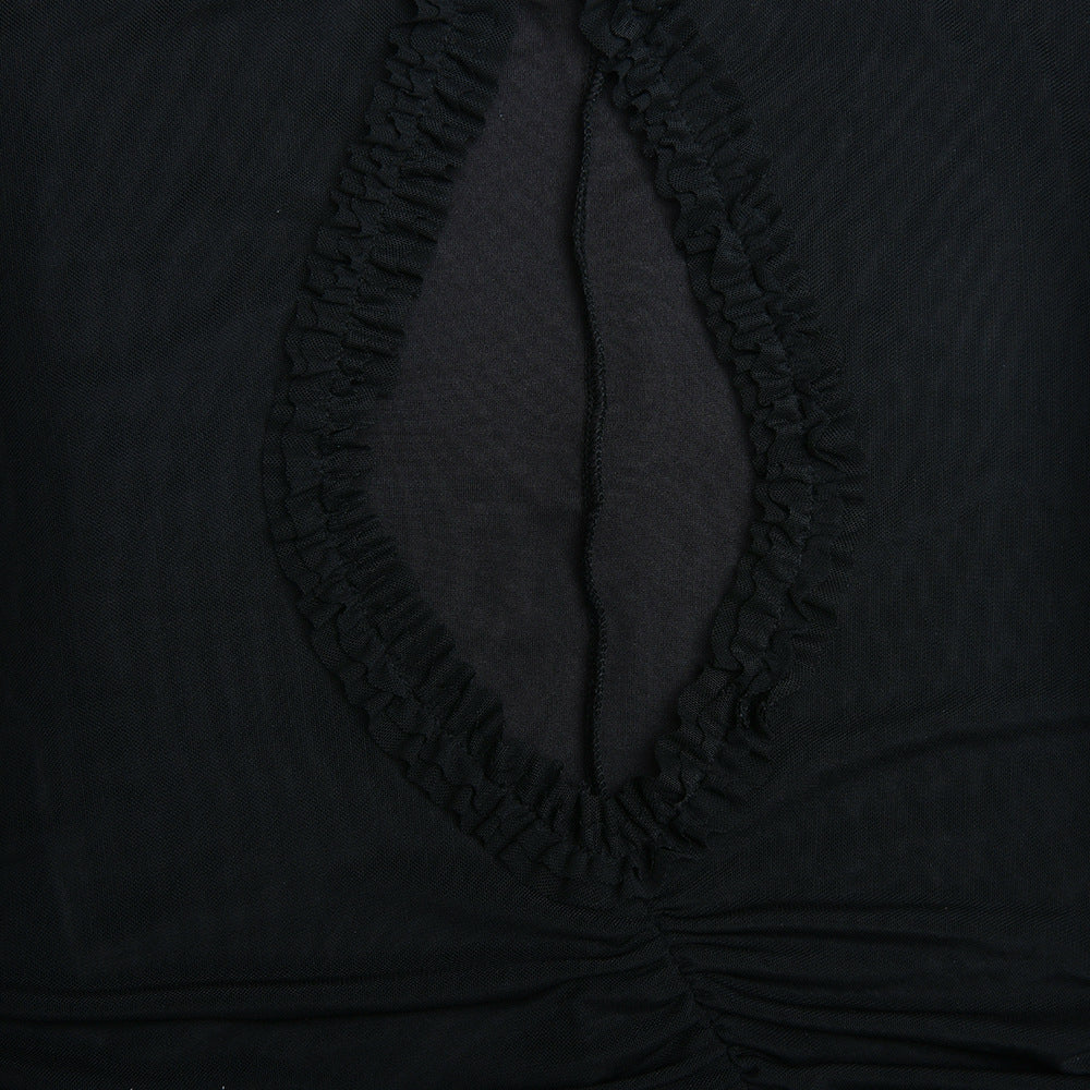 Womens Backless Mesh Splice Sling Mini Dress | noémi