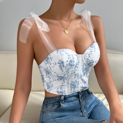 Backless Cotton Corset Vest with Boning and Adjustable Spaghetti Straps | noémi