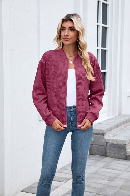 Womens Varsity Jacket | Solid Color Zip Up Sweatshirt | noémi