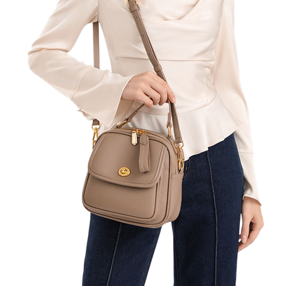 Elephant Gray Soft Leather Messenger Bag – Spacious Office Crossbody | noémi