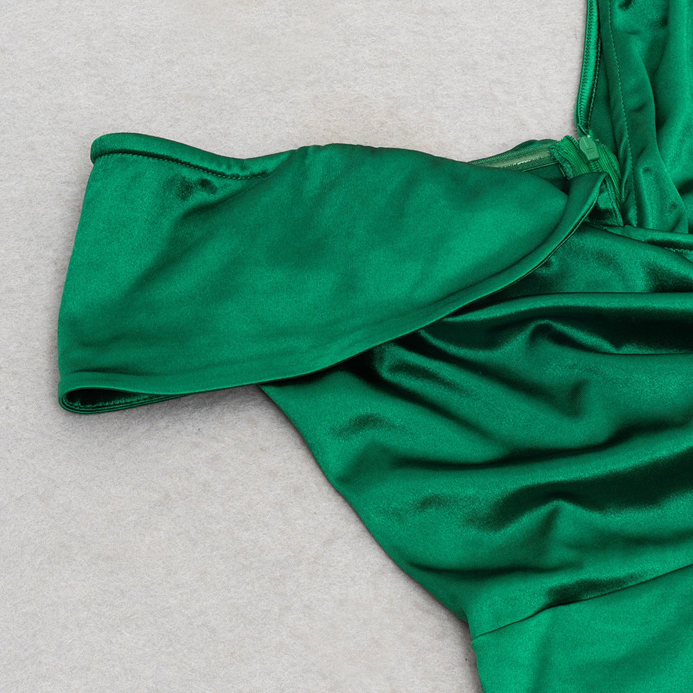 One Shoulder High Slit Long Dress in Solid Tone | noémi