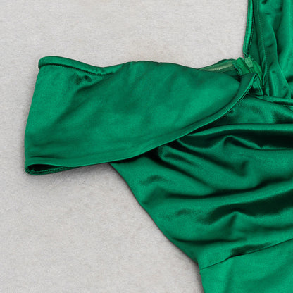 One Shoulder High Slit Long Dress in Solid Tone | noémi