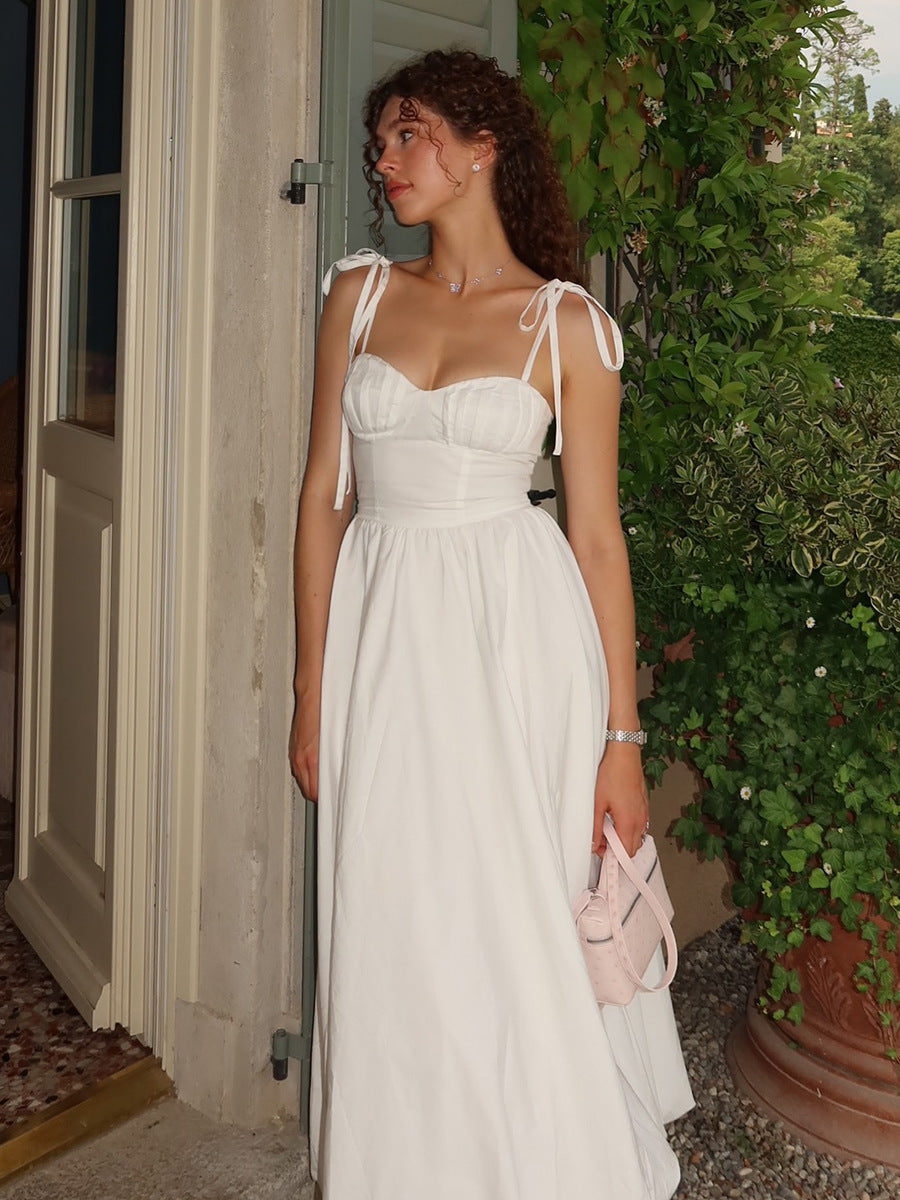 Womens Cotton Sling Balloon Dress with Slim Waist Bubble Hem | noémi