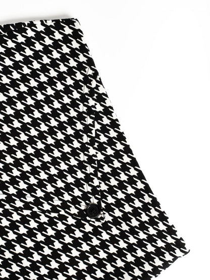 Houndstooth Wrap Mini Skirt | Black & White High Waist Bodycon Fit | noémi