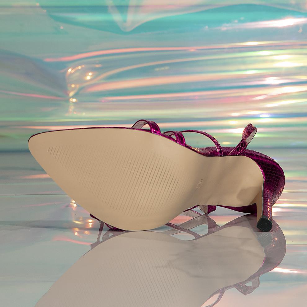 Rhinestone Buckle High Heels | Pointed Toe Open Sandals, Jeweled Stiletto Heels | noémi