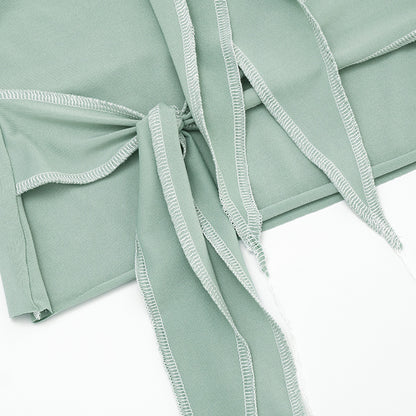 Strapless Tie Front Tube Top | Ruched Bustier in Soft Stretch Fabric | noémi