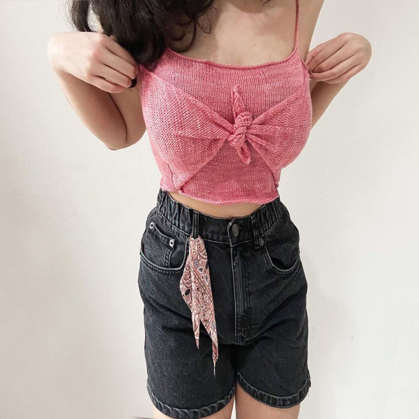 Knit Bow Crop Top | Lightweight Sleeveless Vest | noémi