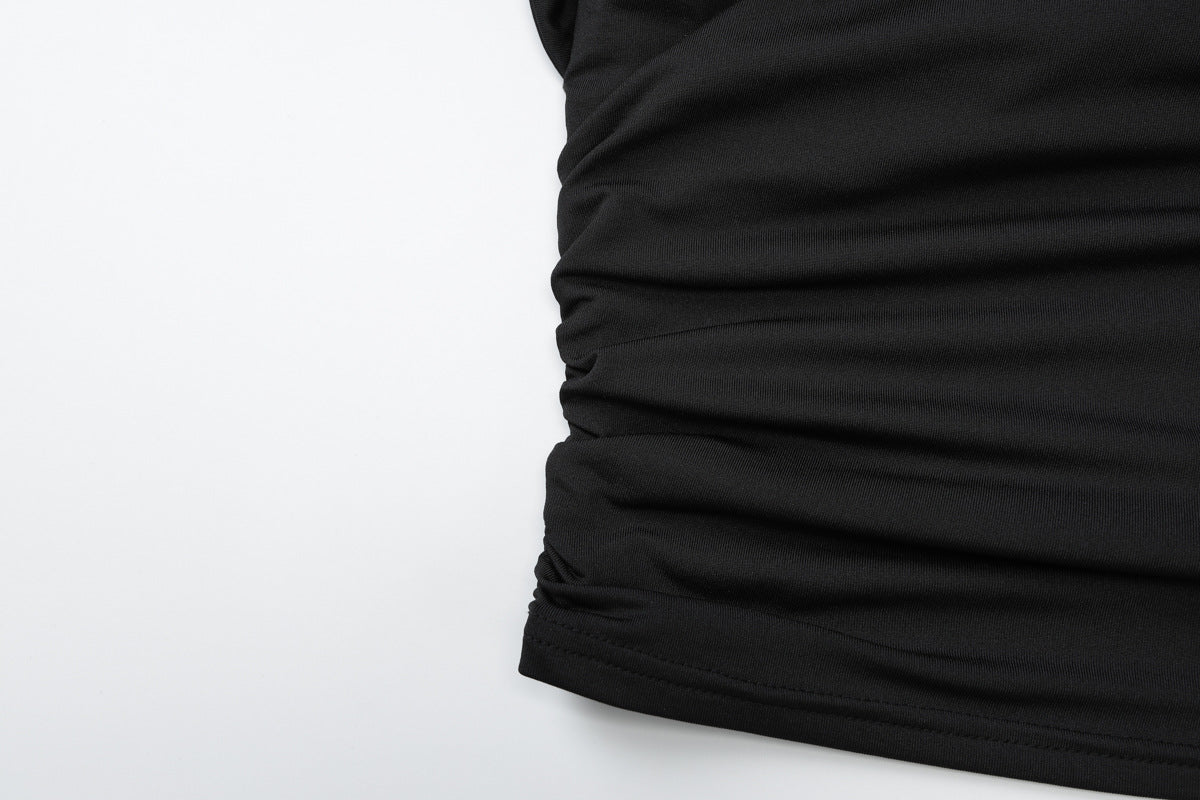 Womens Pleated Square Neck Sleeveless Top | Slim Fit Solid Tank | noémi