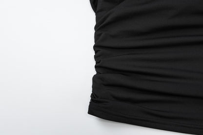 Womens Pleated Square Neck Sleeveless Top | Slim Fit Solid Tank | noémi