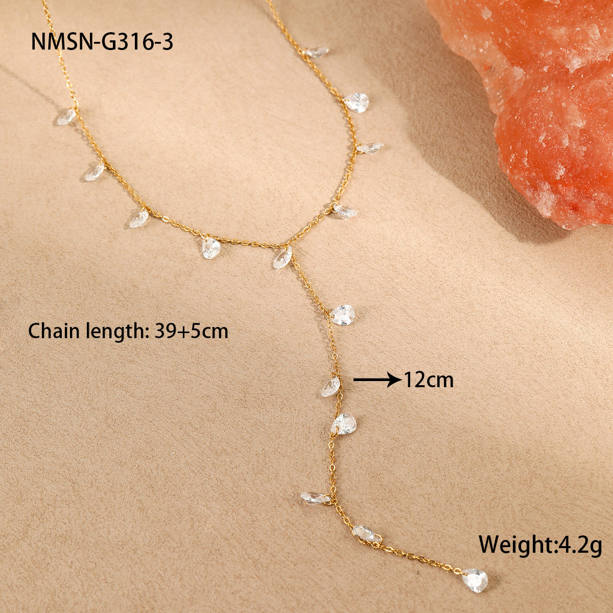 Tassel Y Necklace for Women | 18K Gold Plated, Waterproof Stainless Steel, Dainty Layered Jewelry | noémi