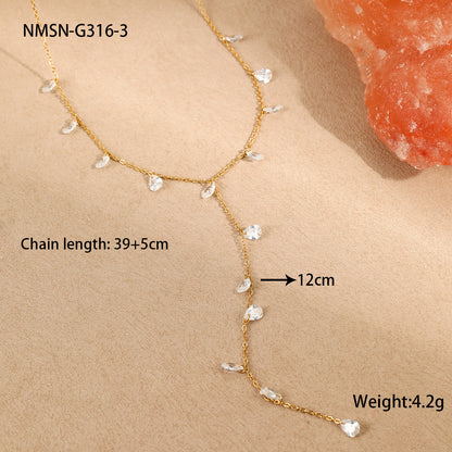 Tassel Y Necklace for Women | 18K Gold Plated, Waterproof Stainless Steel, Dainty Layered Jewelry | noémi