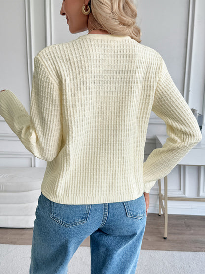 Womens Korean Style Knit Cardigan | Cream | Metal Button | noémi