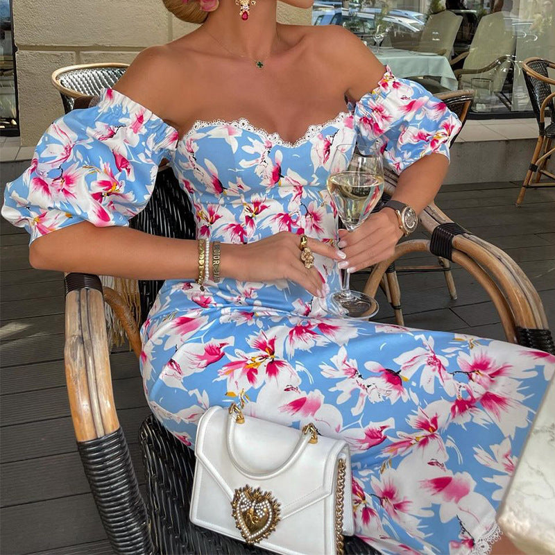 Printed Short Sleeve Tube Top Bodycon Dress | noémi