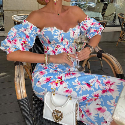 Printed Short Sleeve Tube Top Bodycon Dress | noémi