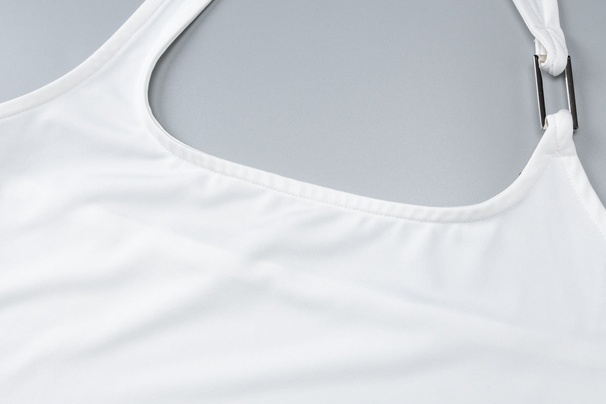 White Halter Top | Sleeveless Crop with Side Cut Out Openings | noémi