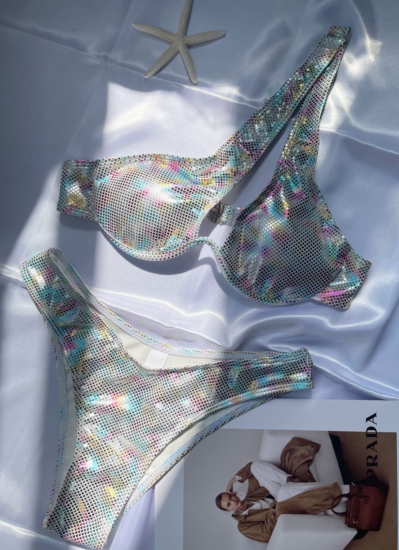 Womens Strappy Cutout Bikini Set | Underwire Top High Cut Bottoms