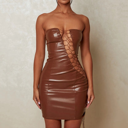 Womens Strapless Dress | Lace Up Waist Bodycon Fit Mini | noémi