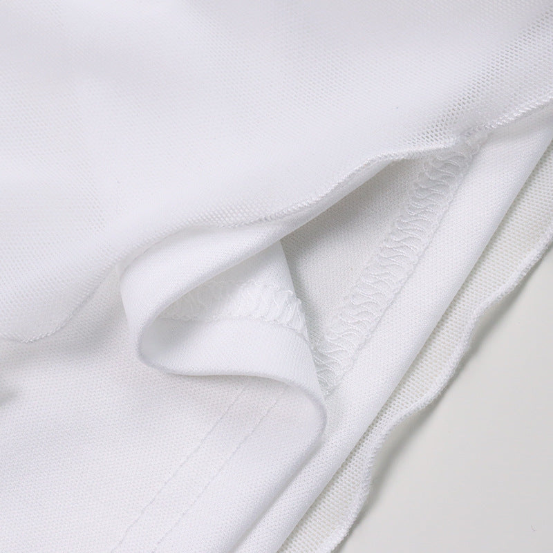 White Mesh Ruched Mini Dress | Off Shoulder Halterneck | Adjustable Straps | noémi