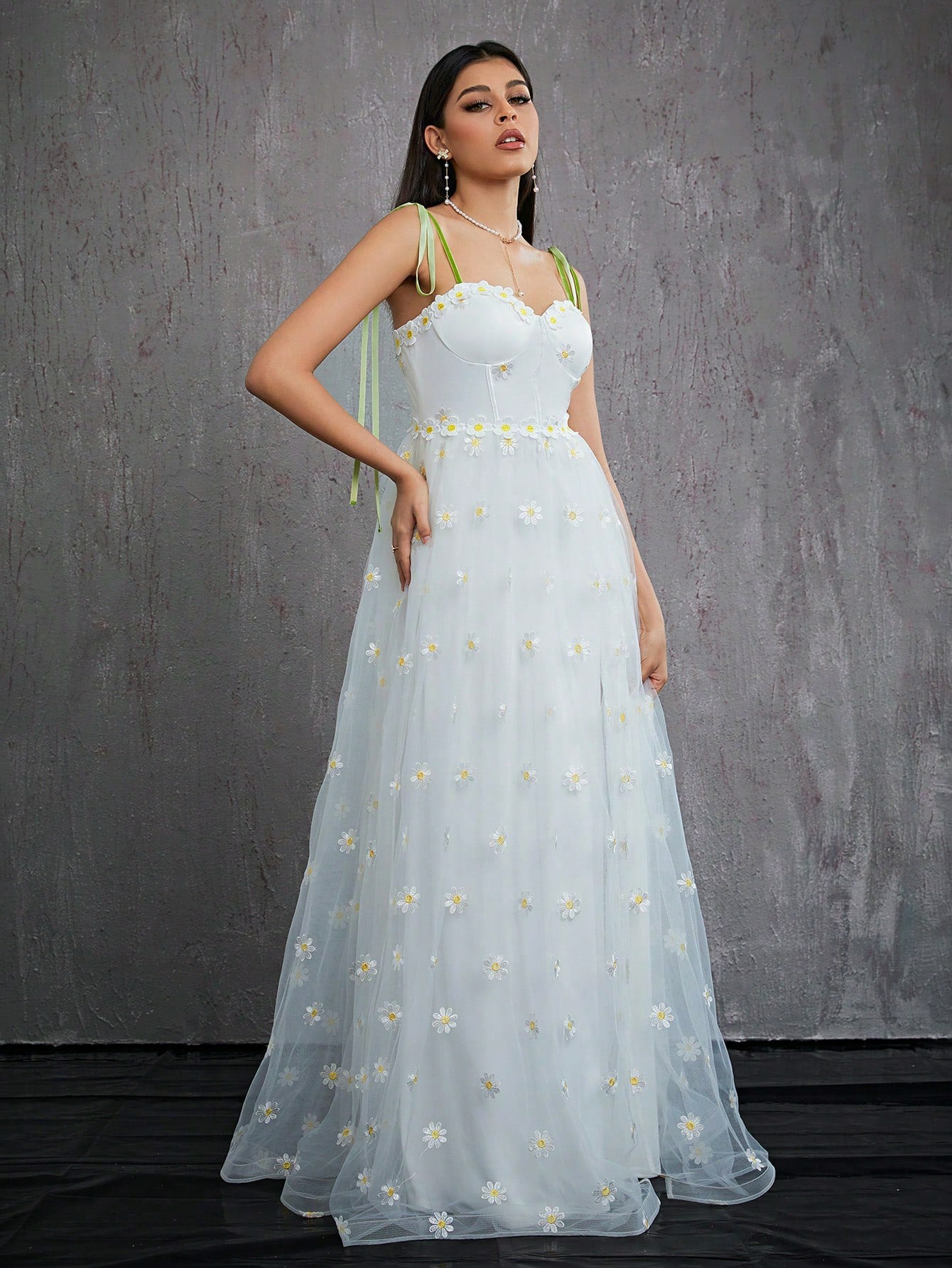 Tube Top Dress | Slim Fit Side Slit Floral Detail | noémi