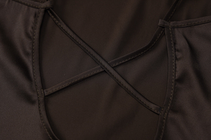 Satin Off Neck Backless Sheath Dress | noémi