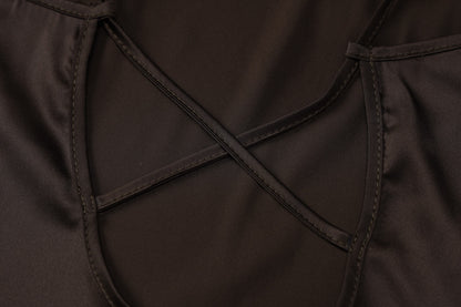 Satin Off Neck Backless Sheath Dress | noémi