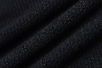 Ruched Stretch Camisole | Black Ribbed Tank with Adjustable Spaghetti Straps | noémi