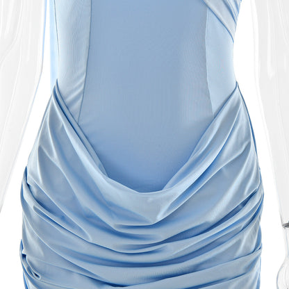 Summer Pleated Tube Top Dress  Ribbon Detail, Strapless, Bodycon Fit | noémi