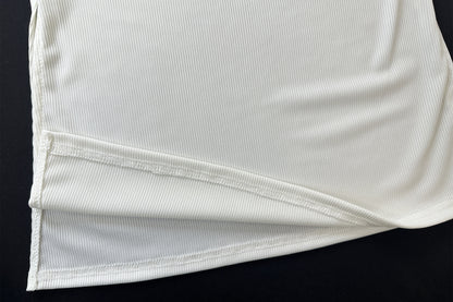 White Strapless Flowy Bandeau Top | Soft Ribbed Tube Top with Flared Hem | noémi