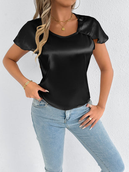 High End Satin Silk T Shirt for Women | Short Sleeve Silk Top | noémi