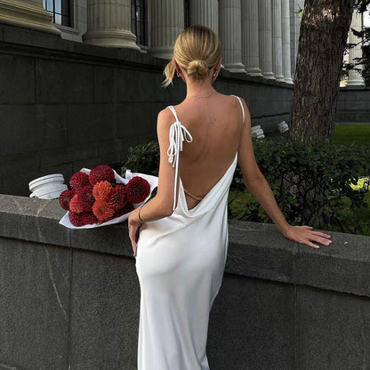 Backless Lace Up Swing Dress with High Slit | Cami Dress | noémi