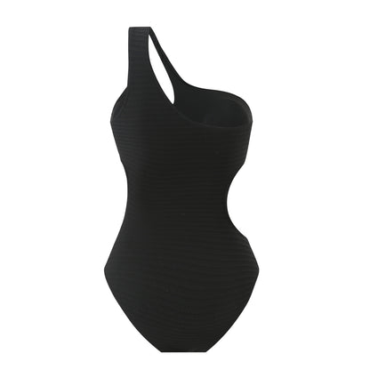 One Shoulder Cutout One Piece Swimsuit in Solid Color | noémi