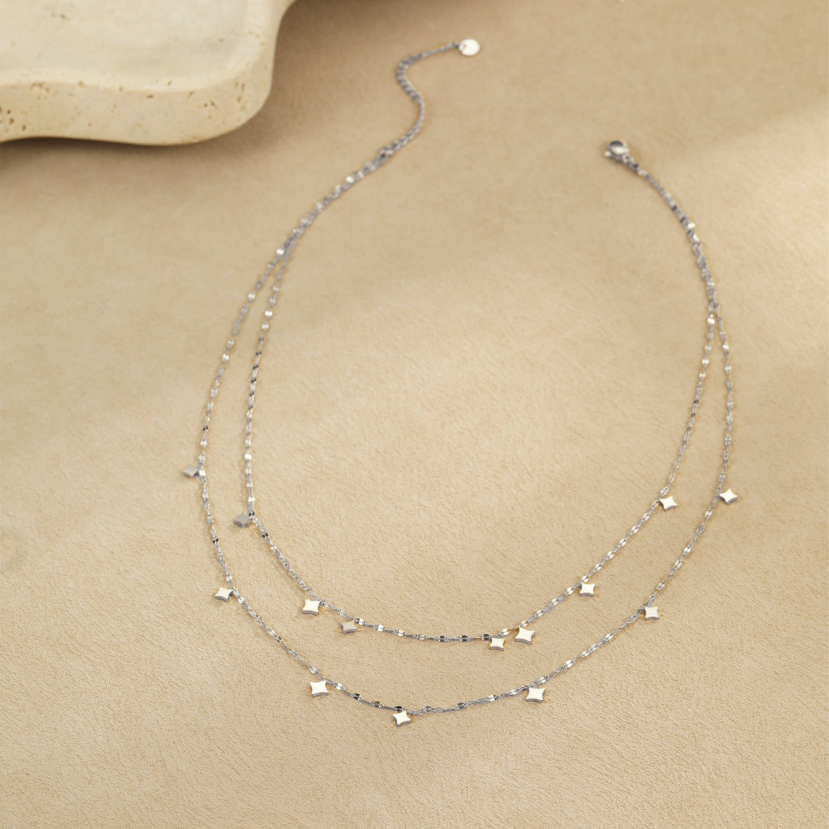 Double Layer Gold Star Necklace | Dainty Twin Chain, Waterproof Stainless Steel | noémi