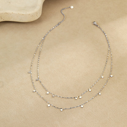 Double Layer Gold Star Necklace | Dainty Twin Chain, Waterproof Stainless Steel | noémi