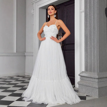 Women White Dress | Small Train Dress Flowy Skirt | noémi